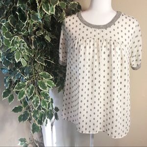 POTTER'S POT Gray/Cream Polka Dot Bouse Size S